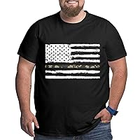 Camo Line American Flag Military Soldiers Men's Cotton T-Shirt Tees, Big and Tall Plus Size Short Sleeve Tee Xl-6xl