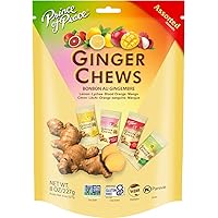 Prince of Peace Ginger Chews Assorted Flavors, 8 oz - Lemon, Lychee, Blood Orange, Mango - Candied Ginger Variety Pack - Natural Candy Pack