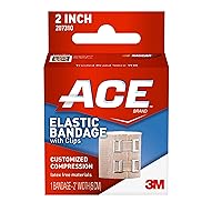 ACE 2 Inch Elastic Bandage with with Clips, Beige, Great for Wrist, Foot and More, 1 Count