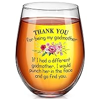 Thank You for Being My Godmother Wine Glass, Personalized Mother's Day Birthday Christmas Gift for Godmother Mother, 17 Oz Godmother Announcement Wine Glass for Godmother from Godchild (Thank You)