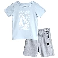 Volcom Boys' Shorts Set - 2 Piece Short Sleeve T-Shirt and French Terry Sweat Shorts - Summer Outfit Set for Boys (2T-7)