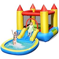 Inflatable Bounce House Kids Slide Jumping Castle Bouncer w/Balls Pool & Bag