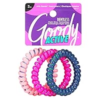 Goody Sports Galaxy Hair Coils - 3 Count, Assorted - Dentless Jelly Bands Ponytailers for Women, Teens & Girls to Style & Keep Your Hair Secured - Pain-Free Hair Accessories For All Hair Types