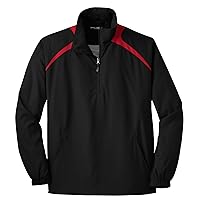 Sport Tek 1/2 Zip Wind Shirt (Black/True Red)