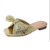 Summer Women's Sandals Shoes Square Heeled Party Casaul Woman Slides Big Size 35-43 Holiday Slippers (Color : Gold, Size : 37 EU)