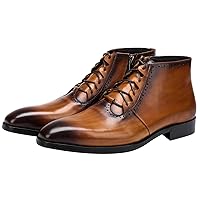 Mens Boot Lace Up Zipper Classical Oxford Leather Wing Tip Ankle Dress Boots Black Brown