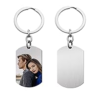 Personalized Laser Photo/Text Name Engraving Stainless Steel Dog Tag Key Chain