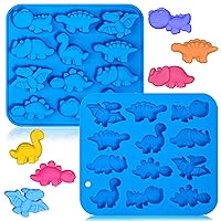 Webake Dinosaur Candy Silicone Molds 12-Cavity Dinosaur Molds Shaped with T-rex, Stegosaurus, Triceratops, Great for Candy, Chocolate, Cake Decorations, Wax Melts (Pack of 2)