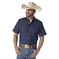 Wrangler Mens Work Short Sleeve Western Snap Shirt