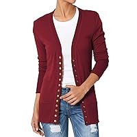 TheMogan Women's Classic Snap Button Front V-Neck Long Sleeve Cute Knit Sweater Cardigan