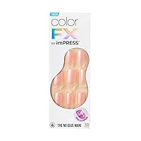 KISS imPRESS No Glue Mani Press-On Nails, Color FX, The Weekends', Light Pink, Short Size, Squoval Shape, Includes 30 Nails, Prep Pad, Instructions Sheet, 1 Manicure Stick, 1 Mini File
