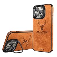 for iPhone 15 Pro Max Case, Leather Phone Case with Stand, Compatible with MagSafe, Built-in Camera Stash Stand, Magnetic Phone Cover for iPhone 15 Pro Max Case，Brown