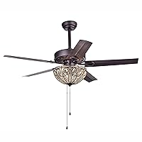 Warehouse of Tiffany Catalina Bronze-finished 5-blade, 48-inch Crystal Ceiling Fan (Optional Remote)