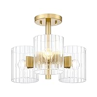 DESIGNERS FOUNTAIN Aries 15 inch 3-Light Semi-Flush Ceiling Light Fixture, Brushed Gold, D284C-SF-BG