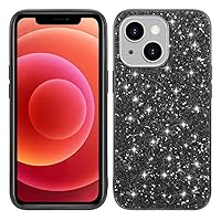 Shining Glitter Bling Sequins Case for iPhone 14 13 12 11 15 Pro Max Mini XS XR 7 8 Plus SE Plating Frame Phone Cover,Black,for iPhone 13 Pro