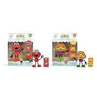 Glo Pals x Sesame Street Elmo + Julia Water-Activated Bath Toys with 12 Reusable Light-Up Cubes (6 Elmo, 6 Julia) for Sensory Play