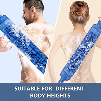 Back Scrubber for Shower.Loofah Eexfoliating.Back Cleaner and Bath Gloves with Soft and Loofah Surface for Men and Women.Durable.Easy Clean and Dry. (Light Blue)