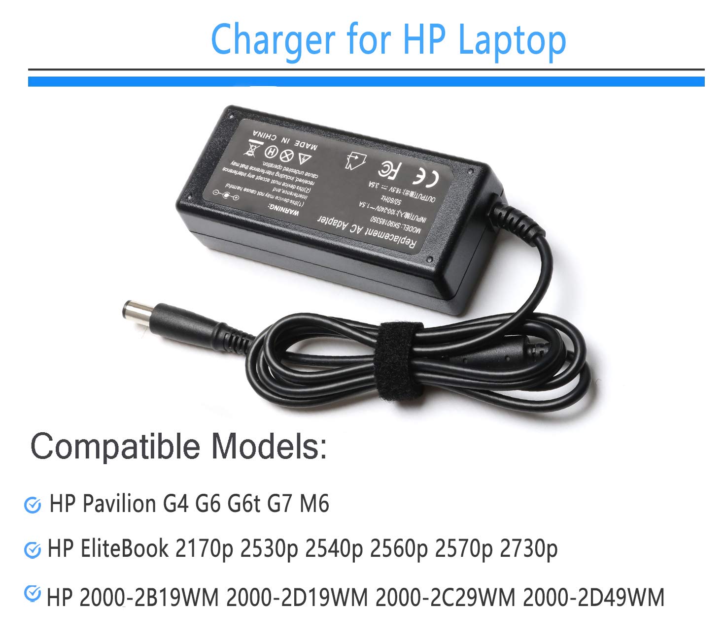 Mua 65W Laptop Charger AC/DC Adapter for HP Pavilion G4 G6 G7 M6 DM4 DV4  DV5 DV6 G60 G61 G72; EliteBook 2540p 2560p 2570p 2730p 2740p Power Supply  Cord trên Amazon Mỹ