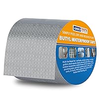 ADHES Butyl Tape Waterproof Tape, 4 inch x 16 feet, Aluminum Foil Tape Butyl Sealant Tape for RV Repair, Window, Silicone, Boat and Pipe Sealing, Glass & EDPM Rubber Roof Patching, Silver