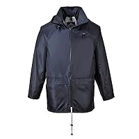 Portwest US440 Men's Waterproof Rain Jacket - Lightweight Durable Hooded Weather Protection Safety Jacket Navy, 3X-Large