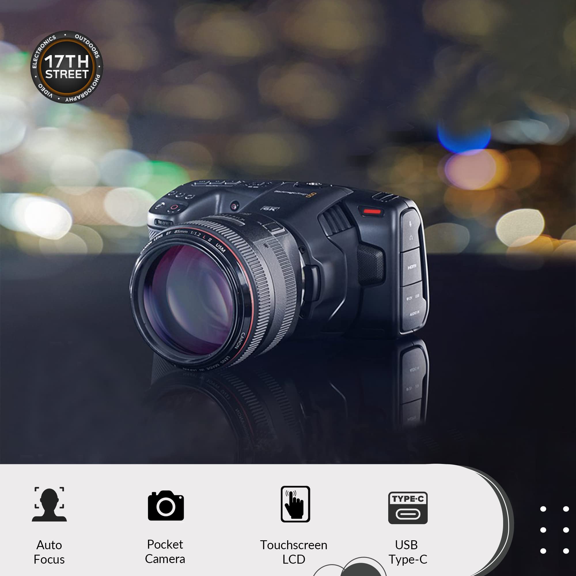 Blackmagic 4K Pocket Design Cinema Camera | Up to 2.6K 120 Raw for Super16 Lenses, 13-Stop Dynamic Range with 3D LUT Support, 4/3