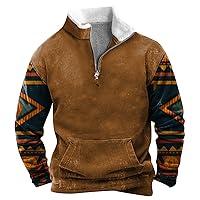 Mens Sweatshirts Pullover Stand Collar Henley Lightweight Casual Crewneck Vintage Oversized Long Sleeve Sweatshirt
