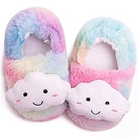 Toddler Boys Girls Fuzzy Slippers Kids Cute Cartoon Unicorn Dinosaur Bunny Shoes Non-Slip Animals Fluffy Plush House Slippers Fur Lined Warm Indoor Bedroom Shoes