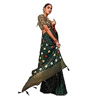 Traditional Indian Women Doll Moss With Heavy Ink Foil Palu Blouse Print Saree & Blouse Muslim Sari 4422