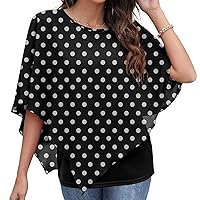 HTHLVMD Summer Casual Loose Round Neck Chiffon Flowy Tops Blouses for Women