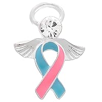 | Pink & Blue Ribbon Angel Pins – Pink & Blue Ribbon Pins for Birth Defects Awareness, SIDS Awareness, Male Breast Cancer, Infant Loss, Fundraising & Gift Giving