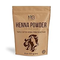 Henna Powder 8 oz (227 Gram) / 0.5 lb | 100% Pure & Natural Henna Powder, Nothing Added | For Natural Orange-Red Hair Color | Triple Sifted Henna For Hair Dye | From Rajasthan India
