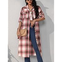 Women's Coats Women's Winter Coats Tartan Print Flap Pocket Belted Coat Warmth Special Autumn and Winter Fashion Novel (Color : Multicolor, Size : X-Small)