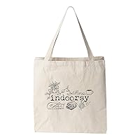 Indoorsy, Natural Canvas Bag, Screenprinted Tote, Cotton Flour Sack, Funny Tote Bag
