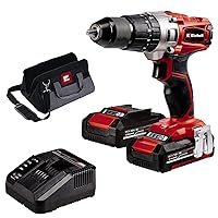 Einhell Power X-Change 44Nm Cordless Drill Driver With 2 x Batteries And Charger - 18V, 3-in-1 Combi Drill, Hammer Drill And Screwdriver - TE-CD 18/2 Li-i High Power Drill Set And Storage Case
