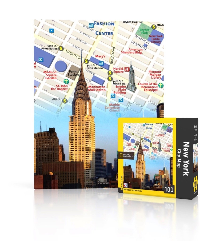 New York Puzzle Company - National Geographic New York City Map Mini - 100 Piece Jigsaw Puzzle