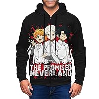 Anime Manga The Promised Neverland Full Zip Hoodie Mens Casual Tops Fashion Long Sleeve Sweatshirt Pullover Hooded