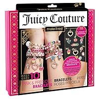 Juicy Couture Pink and Precious Bracelets - DIY Charm Bracelet Kit with Beads for Tween Jewelry Making - Jewelry Making Kit for Girls