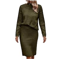 Women's 2 Piece Sweater Skirt Set V Neck Jumper High Waist Bodycon Skirts Matching Suit Dressy Casual Knit Outfits
