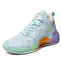 Unisex Fashion High Top Basketball Shoes Non-Slip Breathable Sports Running Shoes Lightweight Street Combat Basketball Shoes Outdoor Casual Walking Shoes Fashion Sneakers