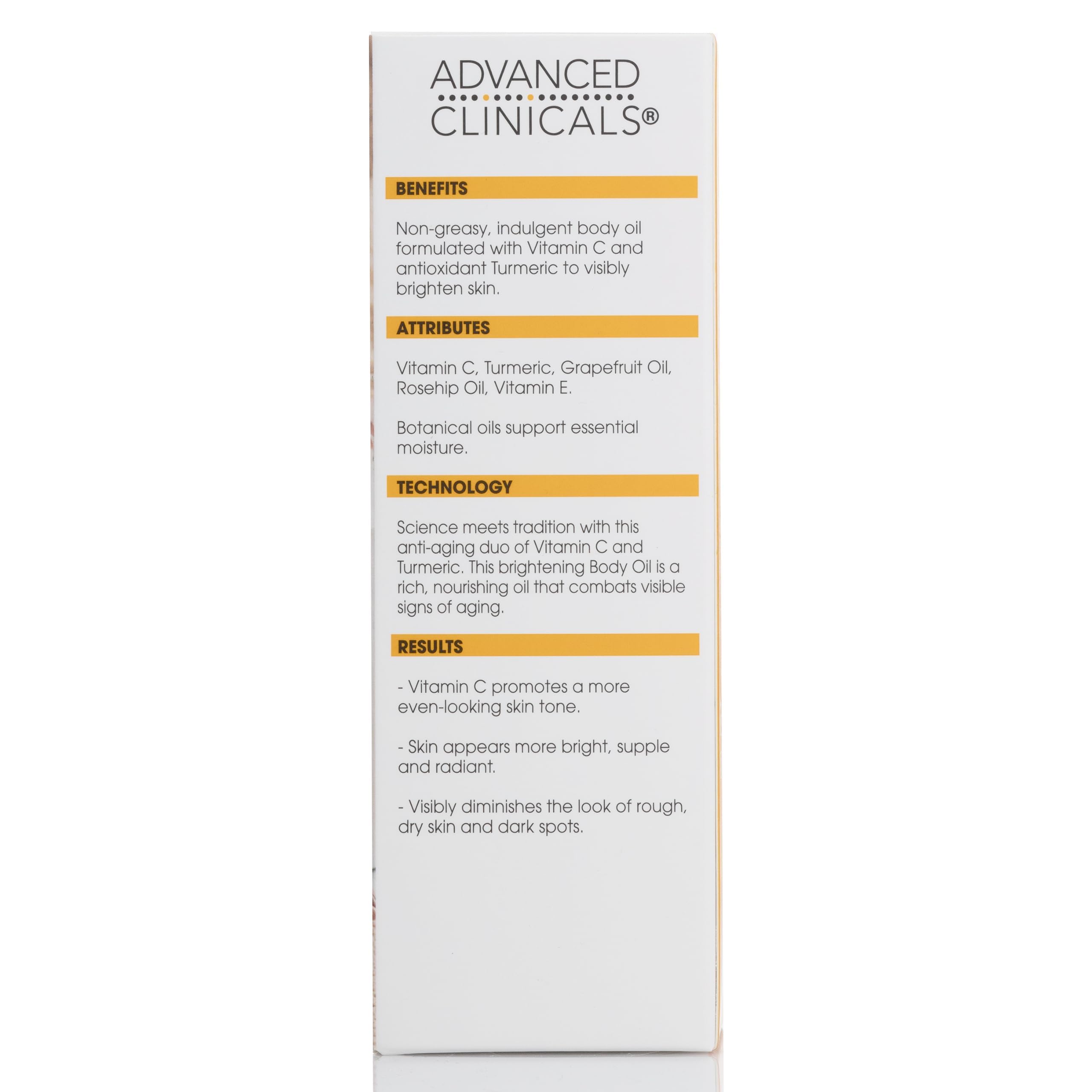 Advanced Clinicals Vitamin C Body Oil Skin Care Moisturizer W/Vitamin E & Turmeric - Nourishing, Brightening, & Hydrating Body Oil To Improve Look Of Dark Spots, Dry Skin, & Stretch Marks, 3.8 Fl Oz