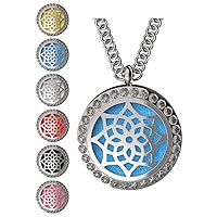 Wild Essentials Cubic Zirconia Flower Essential Oil Diffuser Necklace, Stainless Steel Locket Pendant with 24 inch Chain, 12 Color Refill Pads, Customizable Color Changing Perfume Jewelry Aromatherapy