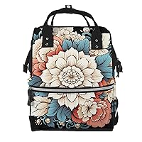 Floral Print Print Diaper Bag Multifunction Laptop Backpack Travel Daypacks Large Nappy Bag