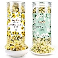 Goofoo Dried Herbal Tea Set of 2, Dried Gongju Chrysanthemum Buds and Jasmine Flowers Tea, Total 2.2 oz, Best Gift