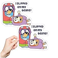 I Slipped On My Beans Funny 2 Pack Sticker 0193 Vinyl Stickers, Laptop Decal, Water Bottle Sticker, Car Decal, Skateboard Stickers, Funny Stickers (2)