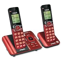 VTech CS6529-26 DECT 6.0 Phone Answering System with Caller ID/Call Waiting, 2 Cordless Handsets, Red