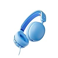Skullcandy Grom Over-Ear Wired Headphones for Kids, Volume-Limiting, Share Audio Port, Microphone, Work with Bluetooth Devices and Computers - Surf Blue