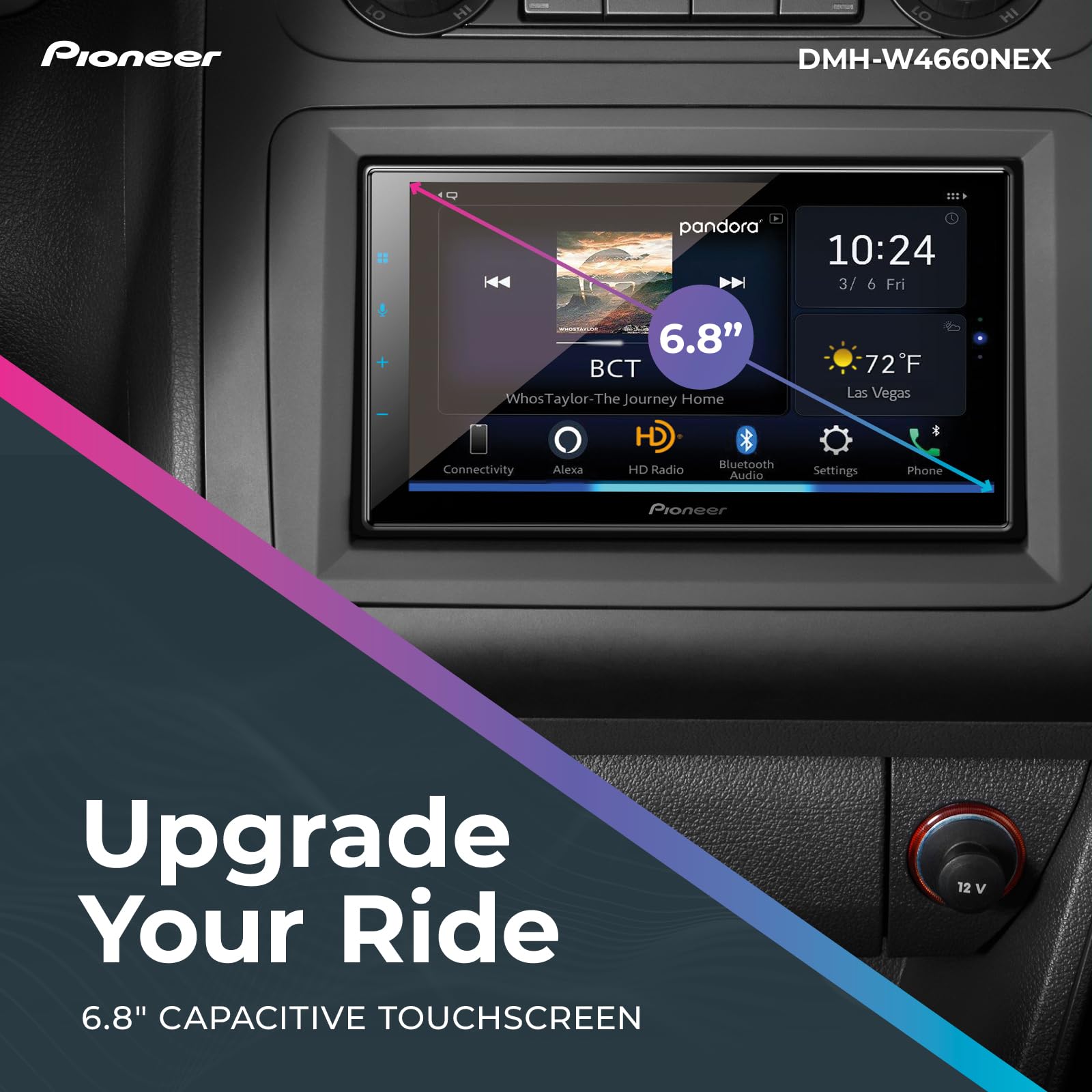 Pioneer DMH-W4660NEX 6.8” – Amazon Alexa Built-in, Android Auto, Apple CarPlay, Bluetooth - Multimedia Digital Media Receiver, Black