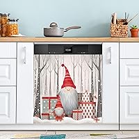 Christmas Gnome Gift Dishwasher Magnet Cover Dishwasher Covers for The Front Magnetic Dishwasher Cover Panel Magnetic Refrigerator Cover for Farmhouse Home Kitchen Decor - 23 X 26 in