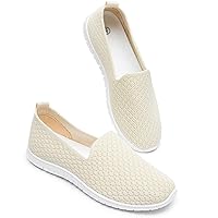 BABUDOG Women's Mesh Flats Shoes Breathable Slip on Shoes Casual Black and White Flats Comfortable Walking Shoes
