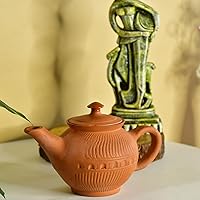Handmade Pottery Clay Premium Terracotta Kettle for Tea and Coffee Utensil or Serveware made of Terracotta,for Kitchen & Dining(650ml, large, Natural color)
